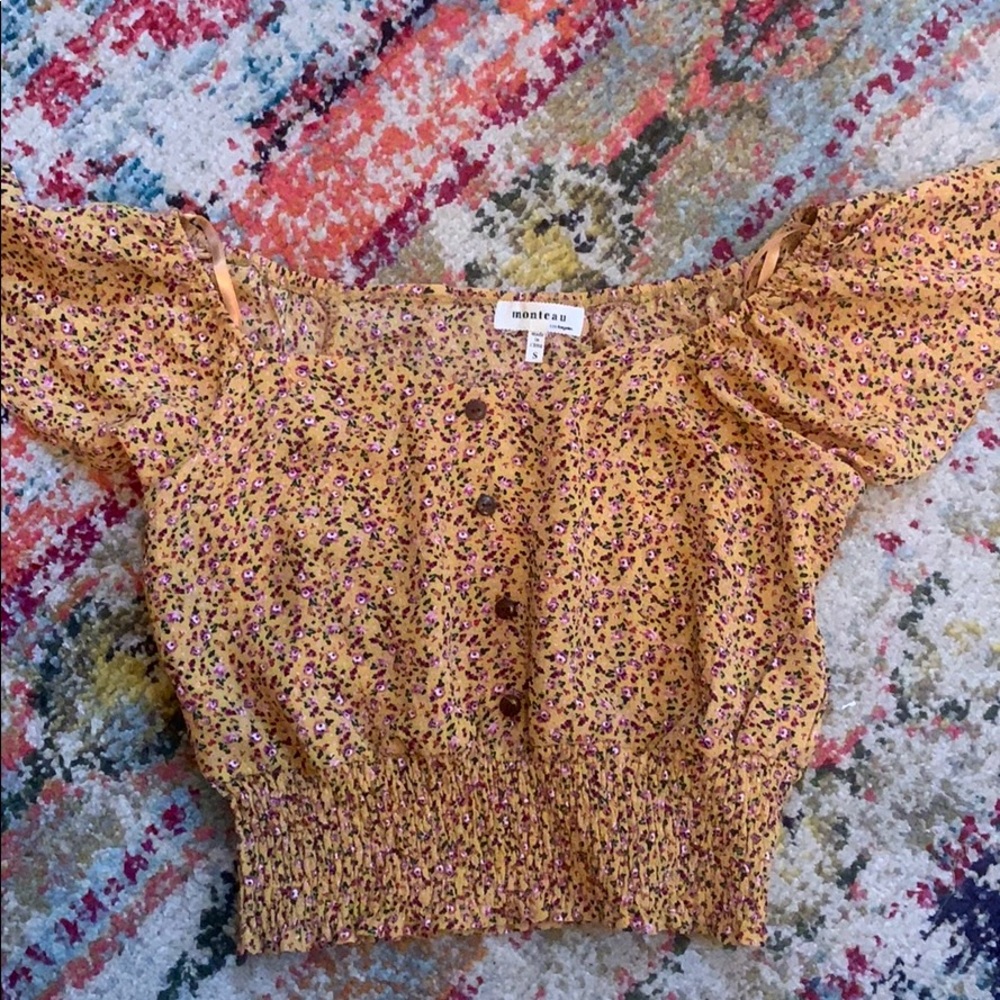off the shoulder floral crop top